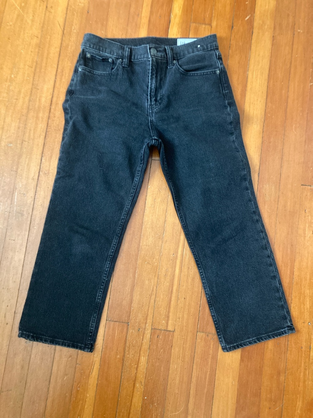 Gap 90s straight high rise cropped black wash jeans